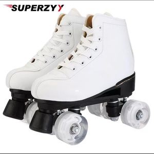 White Leather Roller Skates